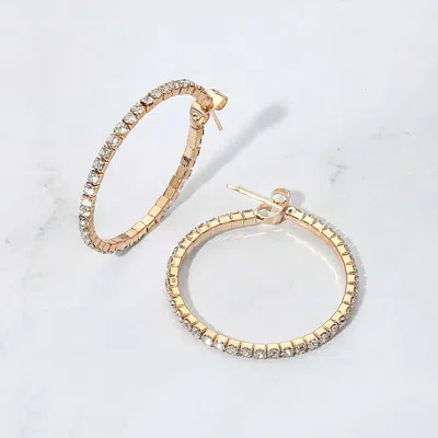 Fashnzfab 30mm Rhinestone Paved Hoop Earrings In Multi