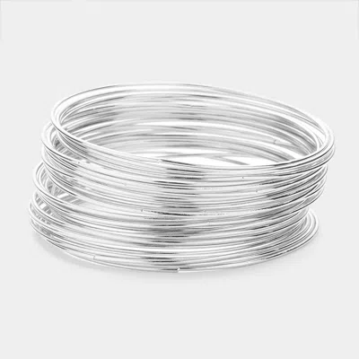 Fashnzfab 30pcs - Thin Metal Bangle Bracelets In Silver