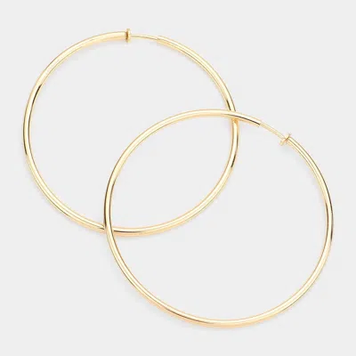 Fashnzfab 3.2 Inch Clip On Hoop Earrings In Gold