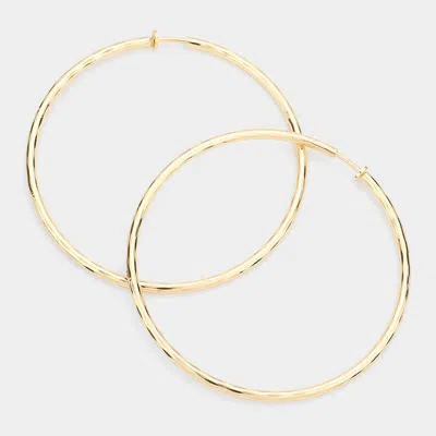 Fashnzfab 3.2 Inch Clip On Hoop Earrings In Gold