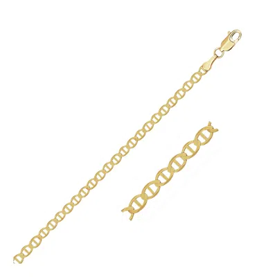 Fashnzfab 3.2mm 14k Yellow Gold Mariner Link Anklet