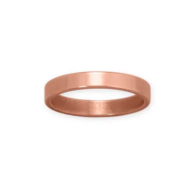 Fashnzfab 3.2mm Flat Edge Solid Copper Ring In Pink