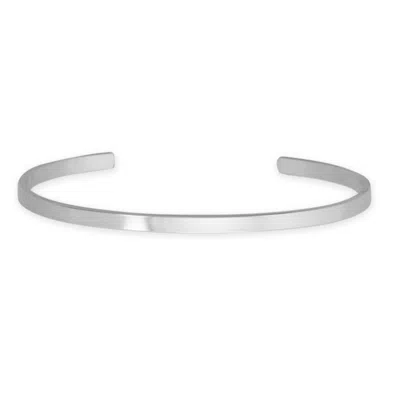 Fashnzfab 3.2mm Smooth Silver Cuff Bracelet In Orange