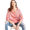 Fashnzfab 3/4 Sleeves Special Washed Boxy Cotton Slub Top In Pink
