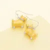 Fashnzfab 3d Dog Dangle Earrings In Sand