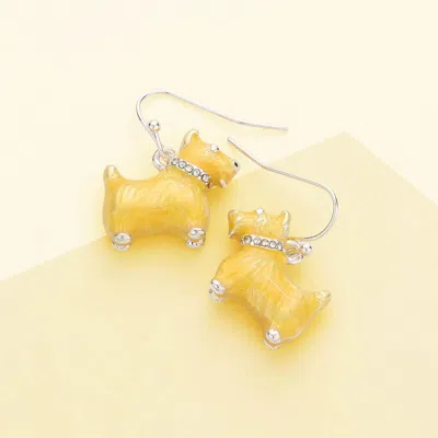 Fashnzfab 3d Dog Dangle Earrings In Sand