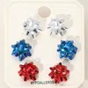 Fashnzfab 3pairs - American Usa Metal Mini Gift Bow Stud Earring Set In Multi