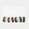 Fashnzfab 3pairs - Animal Pattern Genuine Leather Half Hoop Earrings - Gray In Brown