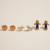 Fashnzfab 3pairs - Autumn Pumpkin Bird Scarecrow Stud Earring Set In Multi