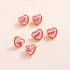 Fashnzfab 3pairs - Be Mine Love You Xoxo Message Heart Pearl Stud Earrings - Pink In Pink