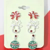 Fashnzfab 3pairs - Bow Reindeer Holiday Ornament Earring Set In Multi