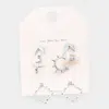 Fashnzfab 3pairs - Geometric Metal Sun Open Square Earrings In Multi