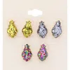 Fashnzfab 3pairs - Glittered Petal Stud Earrings In Multi