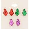 Fashnzfab 3pairs - Glittered Petal Stud Earrings In Multi