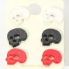 Fashnzfab 3pairs - Glittered Resin Skull Stud Earring Set In Multi