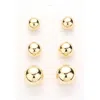 Fashnzfab 3pairs - Gold Dipped Metal Ball Stud Earrings Set In Brown