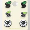 Fashnzfab 3pairs - Halloween Black Cat Eyeball Stud Earring Set - Black, Green In Green