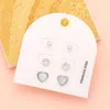 Fashnzfab 3pairs - Heart Stud Earring Set In Silver