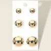 Fashnzfab 3pairs - Metal Disc Stud Earring Set In Gold