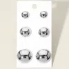 Fashnzfab 3pairs - Metal Disc Stud Earring Set In Silver