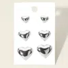 Fashnzfab 3pairs - Metal Heart Stud Earring Set In Silver