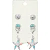 Fashnzfab 3pairs - Metal Sand Dollar Enamel Jelly Fish Stud Starfish Dangle Earrings Set - Multi, Silver In Multi