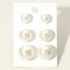 Fashnzfab 3pairs - Pearl Stud Earring Set In White