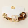 Fashnzfab 3pairs - Resin Metal Hoop Earring Set In Brown