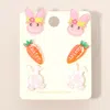 Fashnzfab 3pairs - Easter Bunny Carrot Stud Earring Set In Multi