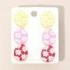 Fashnzfab 3pairs - Flower Patterned Glittered Resin Easter Egg Stud Earrings M2 In Multi