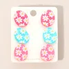 Fashnzfab 3pairs - Flower Patterned Glittered Resin Easter Egg Stud Earrings M3 In Multi