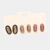 Fashnzfab 3pairs - Leopard Serape Patterned Hexagon Stud Earrings In Multi