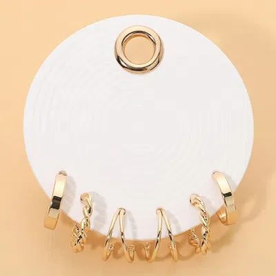 Fashnzfab 3pairs - Mixed Hoop Earring Set In Gold