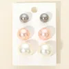Fashnzfab 3pairs - Pearl Stud Earring Set In Multi