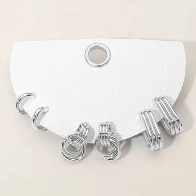 Fashnzfab 3pairs - Textured Metal Mini Hoop Earrings In Multi