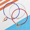Fashnzfab 3pcs - American Usa Flag Hot Air Balloon Charm Guitar String Stackable Stretch Bracelets Multi In Multi