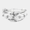 Fashnzfab 3pcs - Antique Metal Sea Turtle Sand Dollar Pointed Pearl Stretch Multi Layered Bracelets In Multi