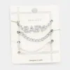 Fashnzfab 3pcs - Baby Rhinestone Embellished Metal Chain Bracelets In Multi