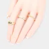 Fashnzfab 3pcs - Blessed Rhinestone Embellished Metal Mixed Ring Set - Worn Gold In Gold