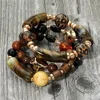 Fashnzfab 3pcs - Boho Chic Multi Beads Layered Stretch Bracelets In Multi