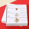 Fashnzfab 3pcs - Christmas Bell Open Star Snowflake Pendant Necklace Set In Red