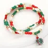 Fashnzfab 3pcs - Christmas Tree Ball Charm Beaded Stretch Multi Layered Bracelets In Multi