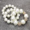 Fashnzfab 3pcs - Chunky Pearl Ball Beaded Stretch Multi Layered Bracelets In Multi