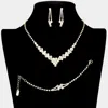 Fashnzfab 3pcs - Crystal Rhinestone Bubble Necklace Jewelry Set In Gold