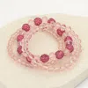 Fashnzfab 3pcs - Faceted Beaded Shamballa Ball Stretch Multi Layered Bracelets In Pink