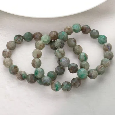Fashnzfab 3pcs - Faceted Beaded Stretch Multi Layered Bracelets In Gray