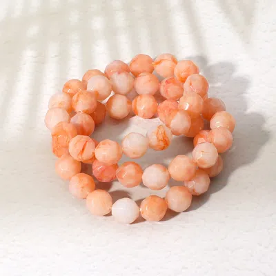 Fashnzfab 3pcs - Faceted Beaded Stretch Multi Layered Bracelets In Pink