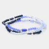 Fashnzfab 3pcs - Faceted Rectangle Beaded Stretch Bracelets In Multi