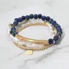 Fashnzfab 3pcs - Fearfully & Wonderfully Made Inspirational Bar Message Bracelet In Blue