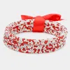 Fashnzfab 3pcs - Game Day Rhinestone Pave Bangle Layered Bracelets In Red